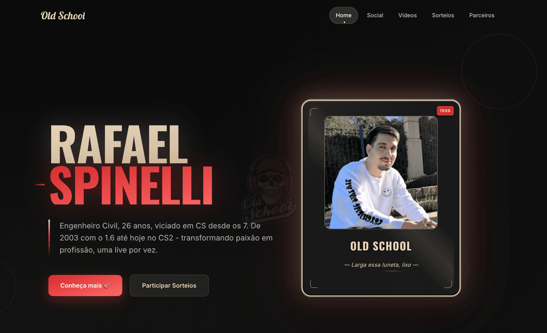 Site para Influenciador OldSchoolFPS